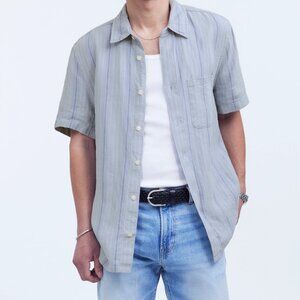 Men's Madewell Easy Short-Sleeve Shirt in Blue Linen Size M